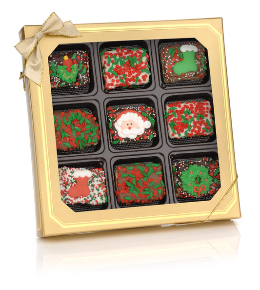 Chrstmas Chocolate Dipped Mini Crizpy- Window Gift Box of 9