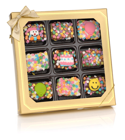Birthday Chocolate Dipped Mini Crizpy- Window Gift Box of 9