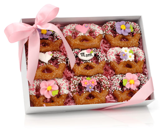 Mother's Day Chocolate Dipped Pretzel Twists, Gift Box of 9