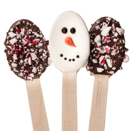 Candy Cane and Snowman Face Stir Chocolate Spoons