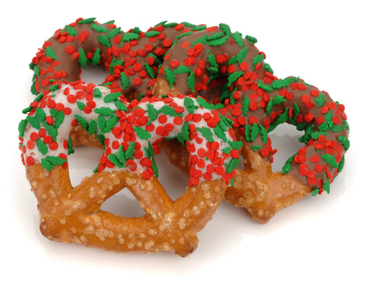 Holly Berry Sprinkles Chocolate Pretzel Twists