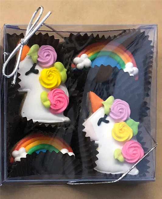 Unicorn Mini Iced Sugar Cookies -Clear Gift Box of 4