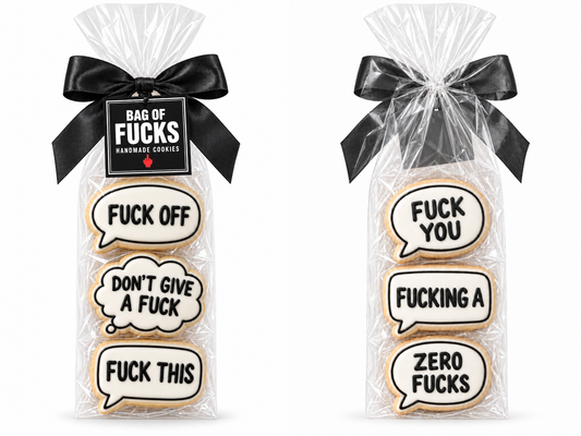 Bag of Fucks - Set of 6 Hand Iced Cookies in Cello Bag with Bow