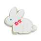 WHITE BUNNY SIDEWAYS WITH FLOWERS- 3.25 INCH