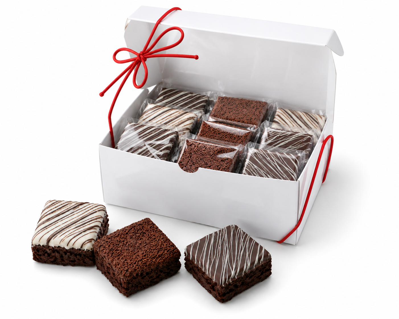 Gourmet Triple Chocolate Hand Decorated Brownies- Gift Box of 12