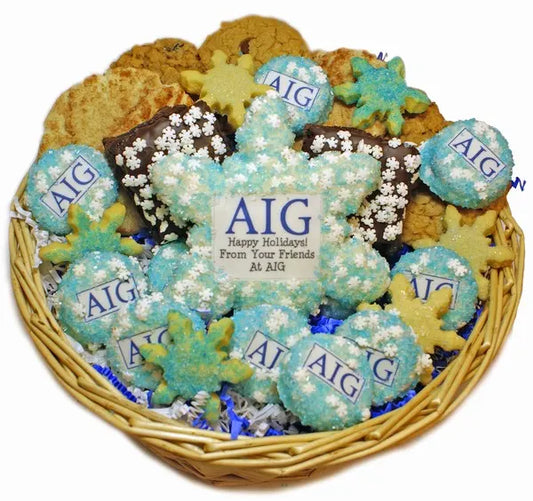 Custom Logo Winter Goodies® Holiday Cookie Basket -37 pc