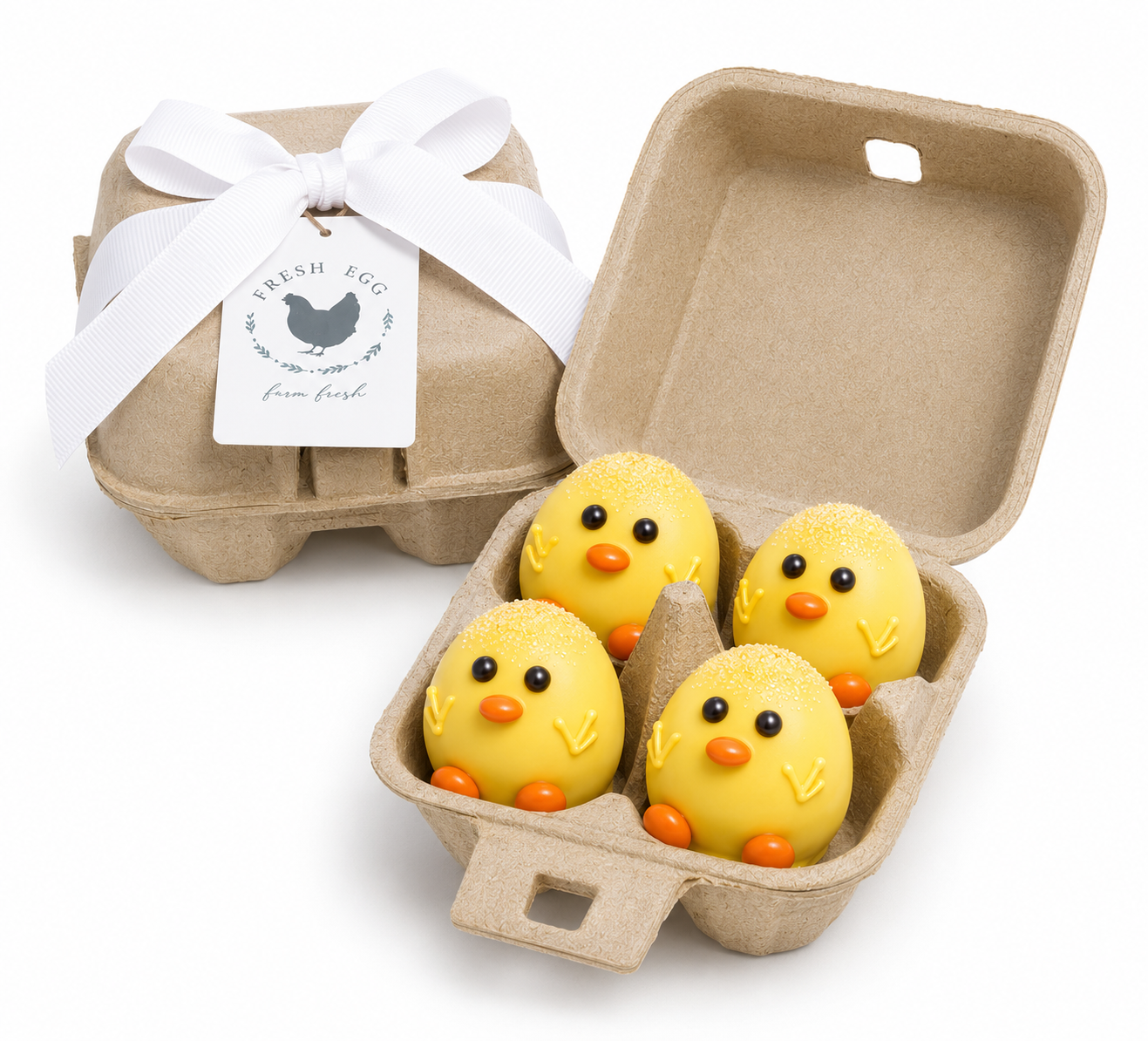 Farm Style Chick Cake Truffles in Gift Egg Carton- Set/4