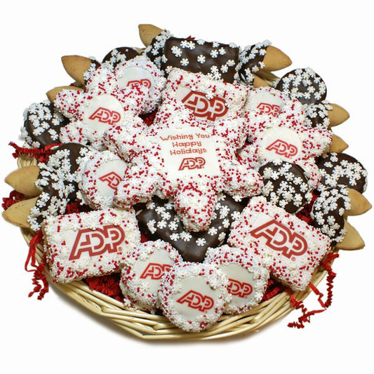 Custom Logo Snowflake Holiday Cookie Basket -37 pc