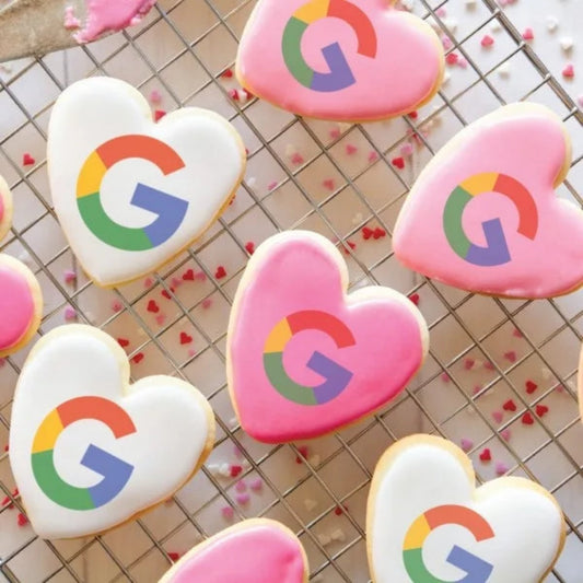 Printed Iced Sugar Heart Cookie Heart -  Single