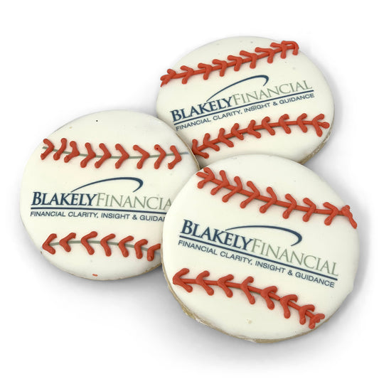 4" Printed Baseball Sugar Cookie-  Single