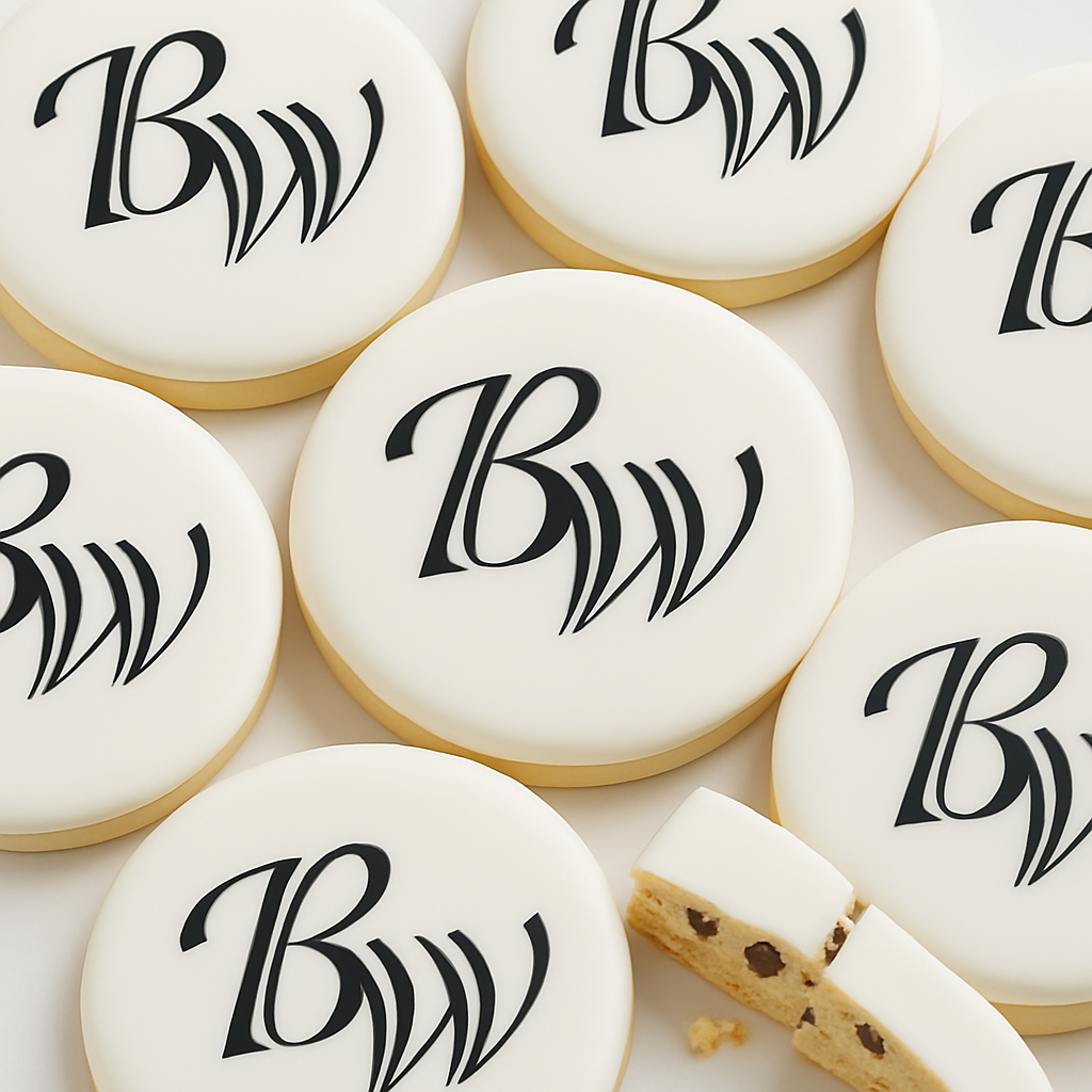 Printed  Iced Round Chocolate Chip Shortbread Cookie- Single