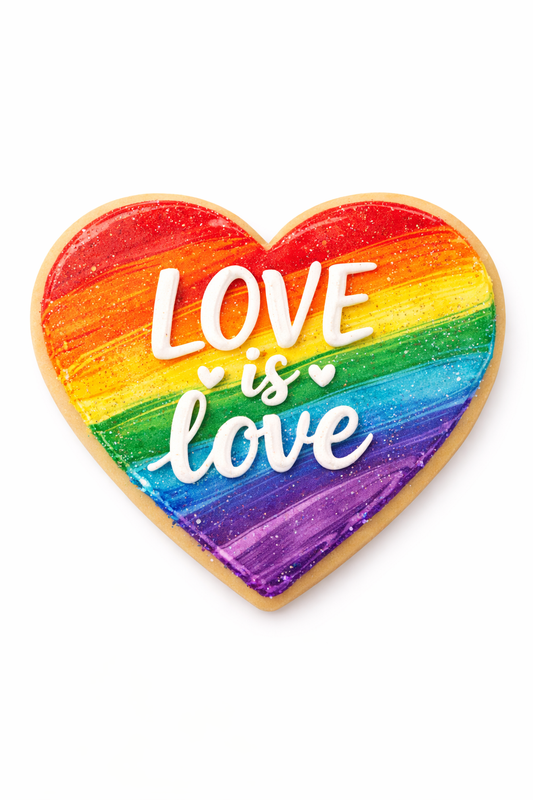 Pride Month "Love is Love" Heart Cookie – Handcrafted Sugar Cookie