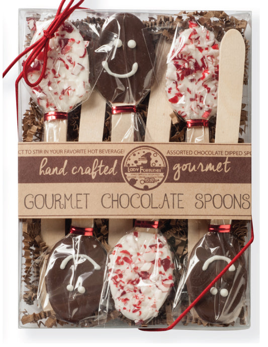 Set of 6 Gingerbread Men & Candy Cane Stir Chocolate Spoons