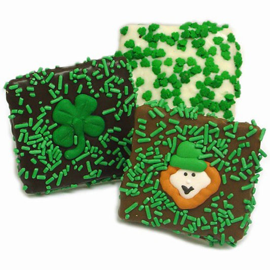 Saint Patricks Chocolate Hand Dipped & Decorated Half Graham Cracker- Single