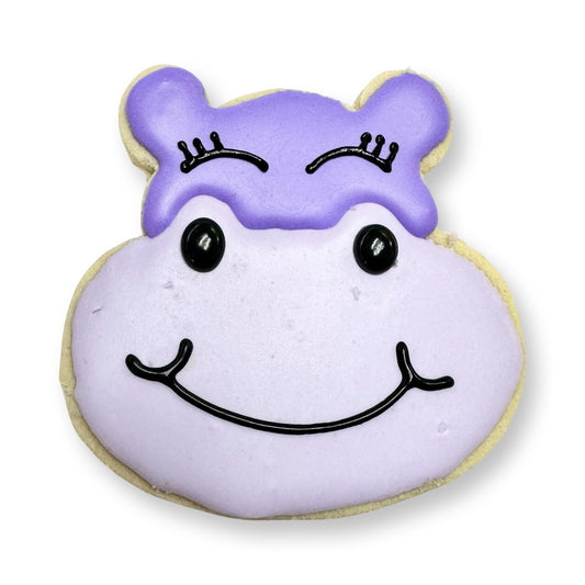 Purple Hippo Face Sugar Cookie-  Single