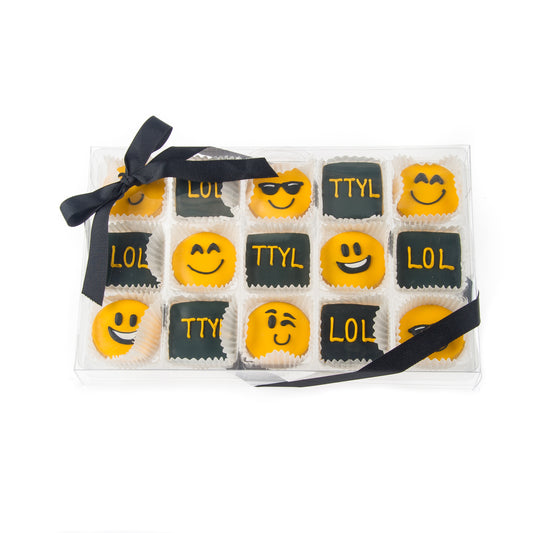 Emoji Mini Iced Sugar Cookies -Clear Gift Box of 15 pc