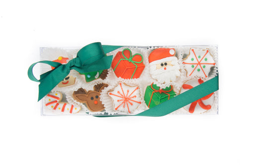 Christmas Mini Iced Sugar Cookies -Clear Gift Box of 10