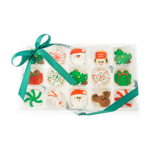 Christmas Mini Iced Sugar Cookies -Clear Gift Box of 15 pc