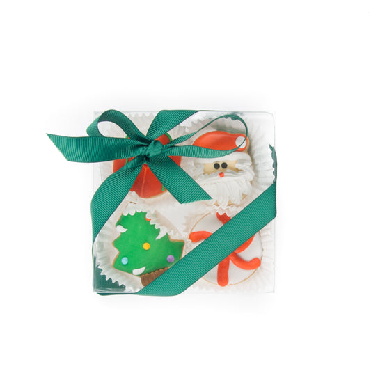 Christmas Mini Iced Sugar Cookies -Clear Gift Box of 4