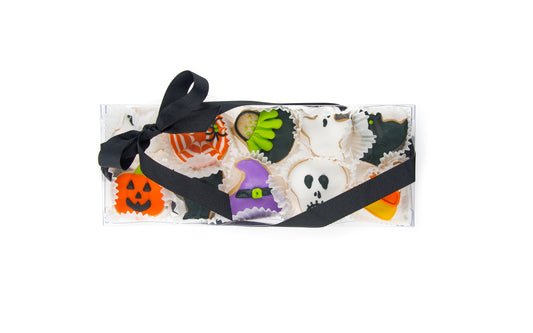 Halloween Celebration Mini Iced Sugar Cookies -Clear Gift Box of 10