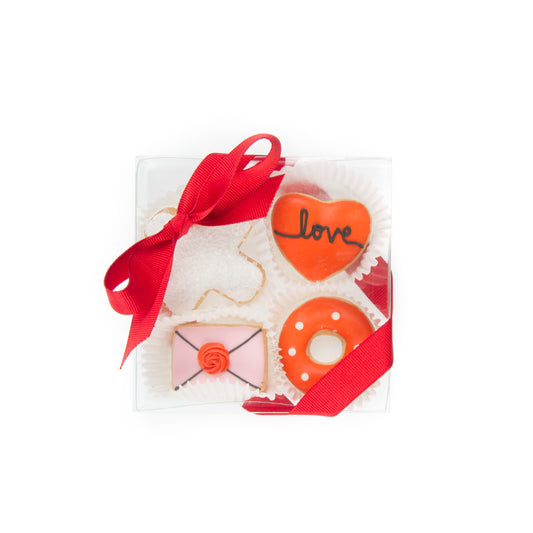 Love Mini Iced Sugar Cookies -Clear Gift Box of 4