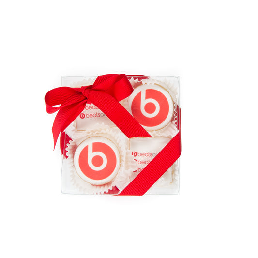 Logo Mini Iced Sugar Cookies -Clear Gift Box of 4