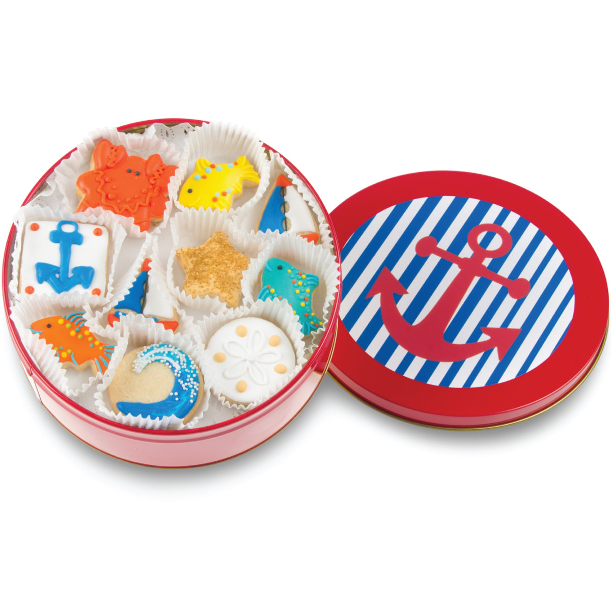 Nautical Mini Iced Sugar Cookies -Tin of 20