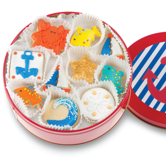 Nautical Mini Iced Sugar Cookies -Tin of 20