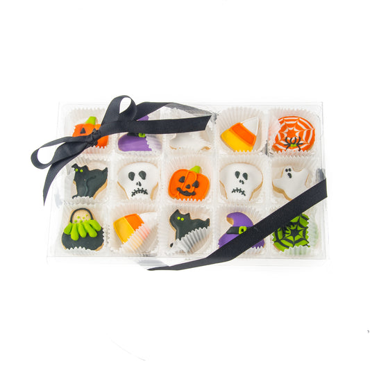 Halloween Mini Iced Sugar Cookies -Clear Gift Box of 15 pc
