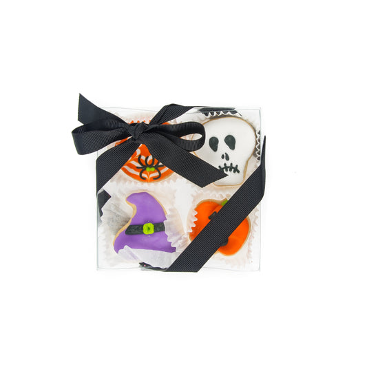 Halloween Mini Iced Sugar Cookies -Clear Gift Box of 4