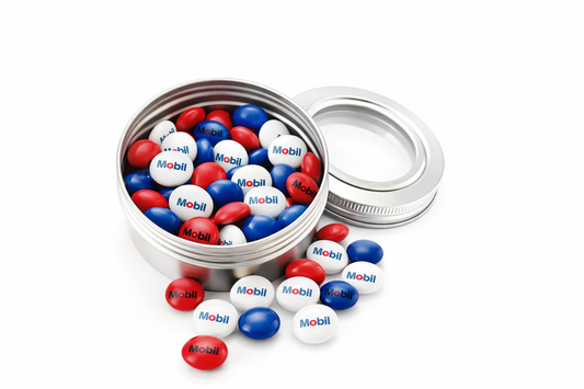 Custom Clear Window Favor Tin with Personalized M&M’s (2.70" x 1.0")- 12 TINS