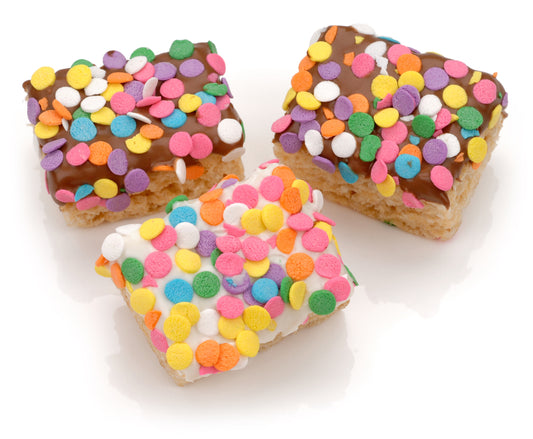 Festive Confetti Chocolate Hand Dipped Mini Rice Treat- Single