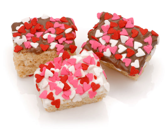 Heart Sprinkles Chocolate Hand Dipped Mini Rice Treat- Single