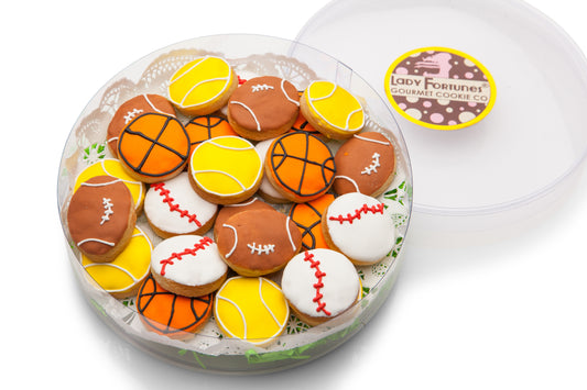 Sports Assorted Mini Iced Sugar Cookies - Clear Acetate