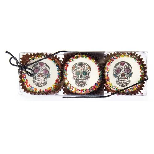 Dia De Los Muertos Chocolate Dipped Sandwich Cookie- Clear Box Gift Set
