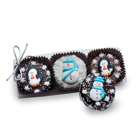 Winter Chocolate Dipped Sandwich Cookie- Clear Box Gift Set