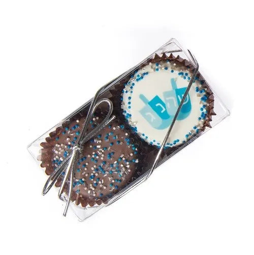 Hanukkah Hand Dipped & Decorated Sandwich Cookie-Clear Box
