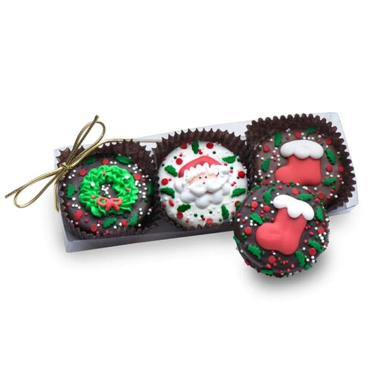 Christmas Chocolate Dipped Sandwich Cookie- Clear Box Gift Set