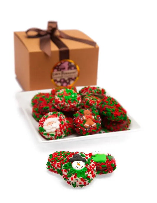 Christmas Chocolate Dipped Sandwich Cookie- Gift Box