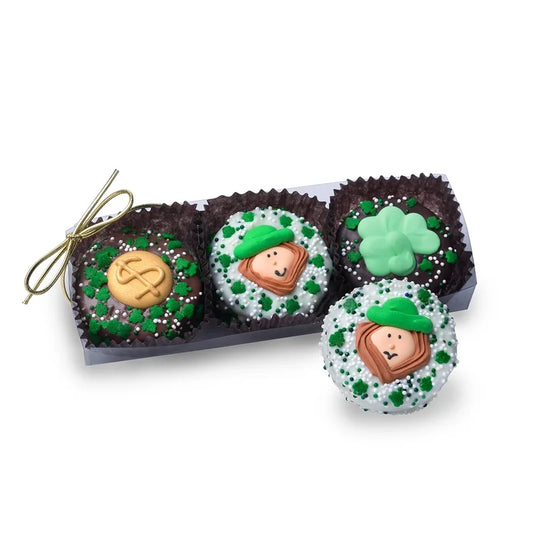 St Patrick's Day Chocolate Dipped Sandwich Cookie- Clear Box Gift Set