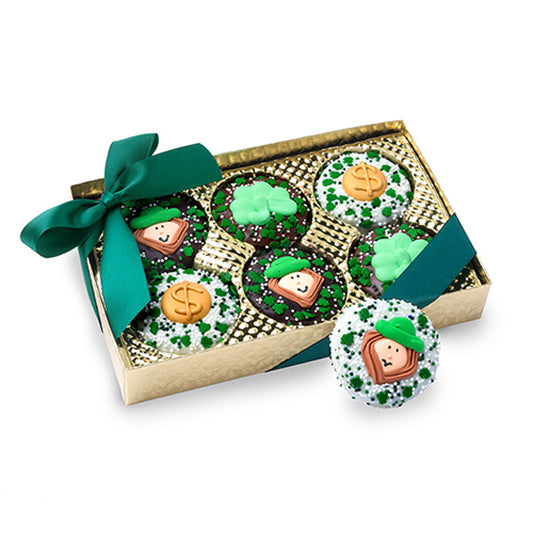 Saint Patrick's Day Decorated Sandwich Cookie-Gold Windiow Box of 6
