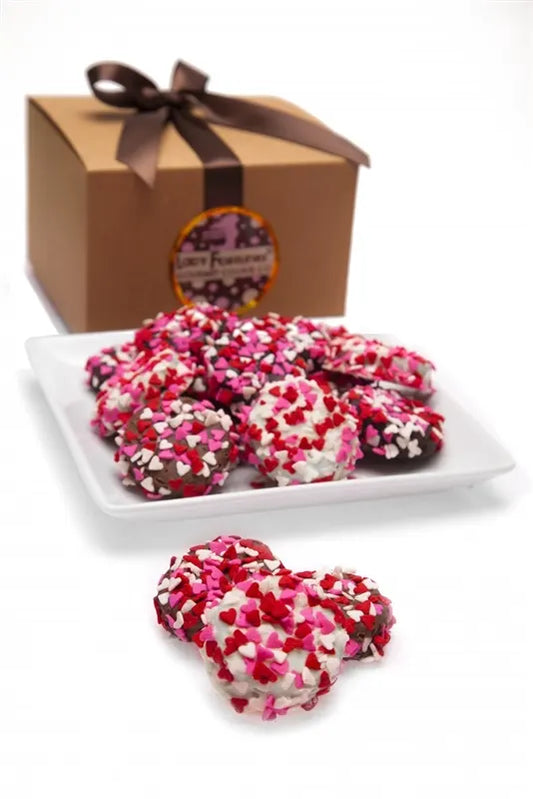Heart Sprinkles Chocolate Dipped Sandwich Cookie- Gift Box