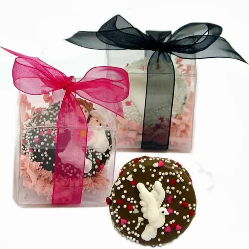 Wedding Hand Dipped & Decorated Sandwich Cookie - Clear Favor Box