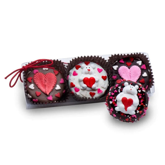 Valentine's Day Chocolate Dipped Sandwich Cookie- Clear Box Gift Set