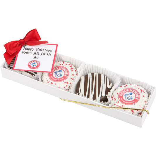 Hand Dipped & Decorated Sandwich Cookie-Box of 4 (2 Logo+2 Classic )