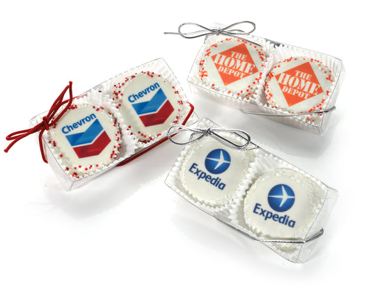Logo Hand Dipped & Decorated Sandwich Cookie -Clear Box of 2