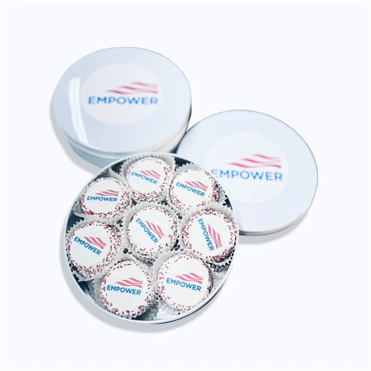 EMPOWER- White Tin of 16 Sandwich Cookies  [ONLY EMPOWER LOGO]