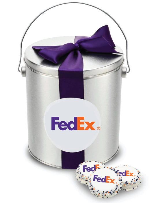 Logo Hand Dipped & Decorated Sandwich Cookie- Tin of 48