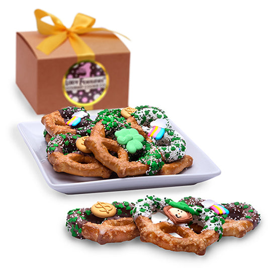 St. Patrick's Day Belgian Chocolate Pretzel Twists- Gourmet Gift Box of 6