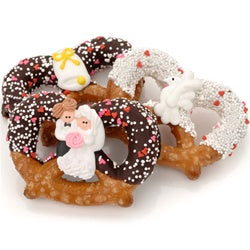 Wedding Chocolate & Caramel Pretzel Twists- Individually Wrapped